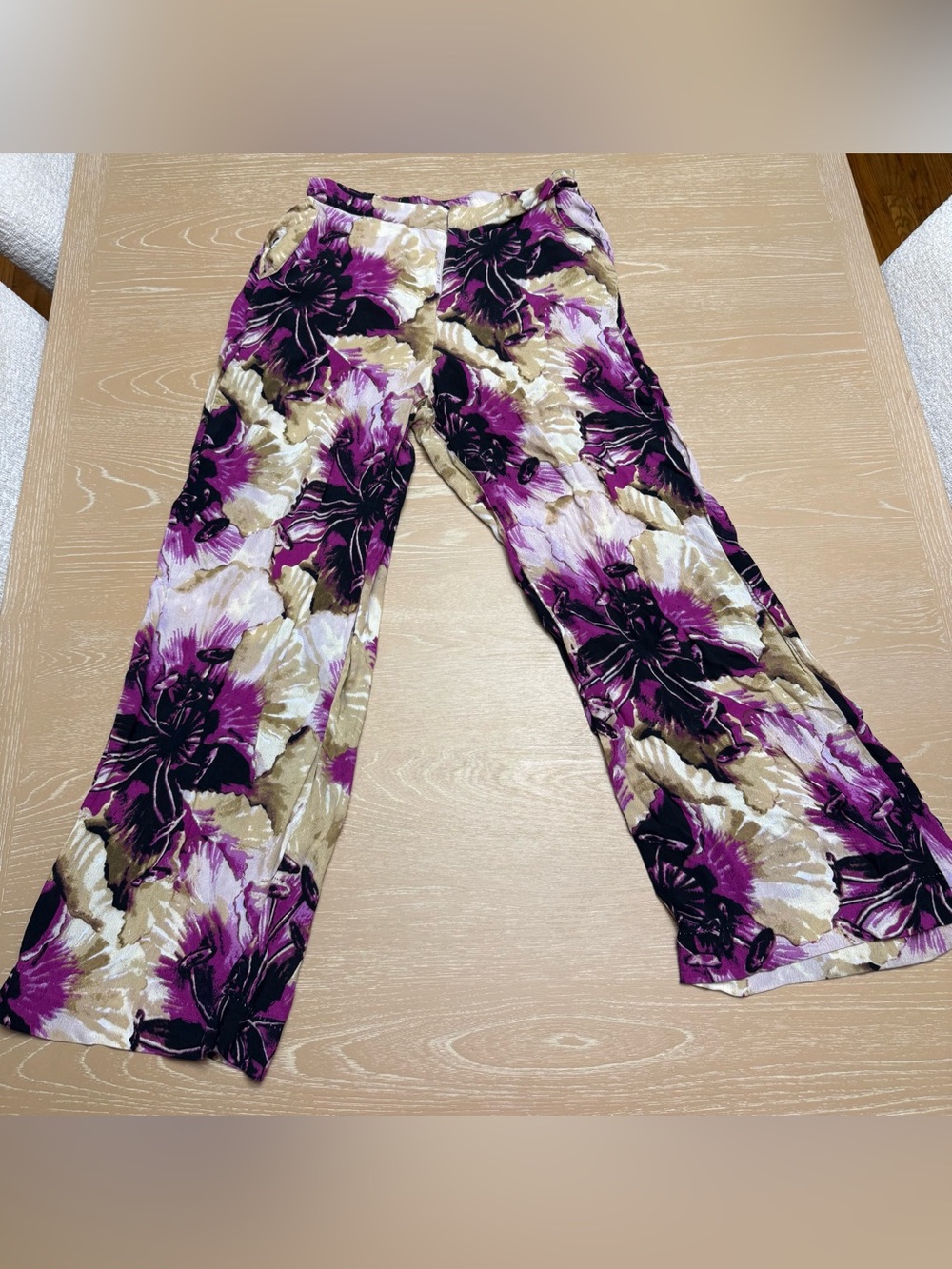 Kaari Blue Purple Floral Wide-Leg Pants